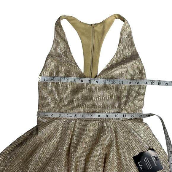NEW Lulus Apryl Mae Gold Skater Dress Size Small - Picture 6 of 12